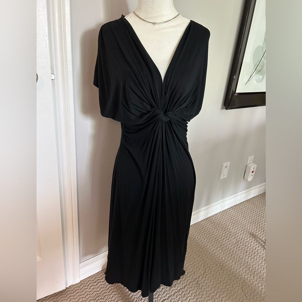 Lori M stretchy black dress with knotted bustline
